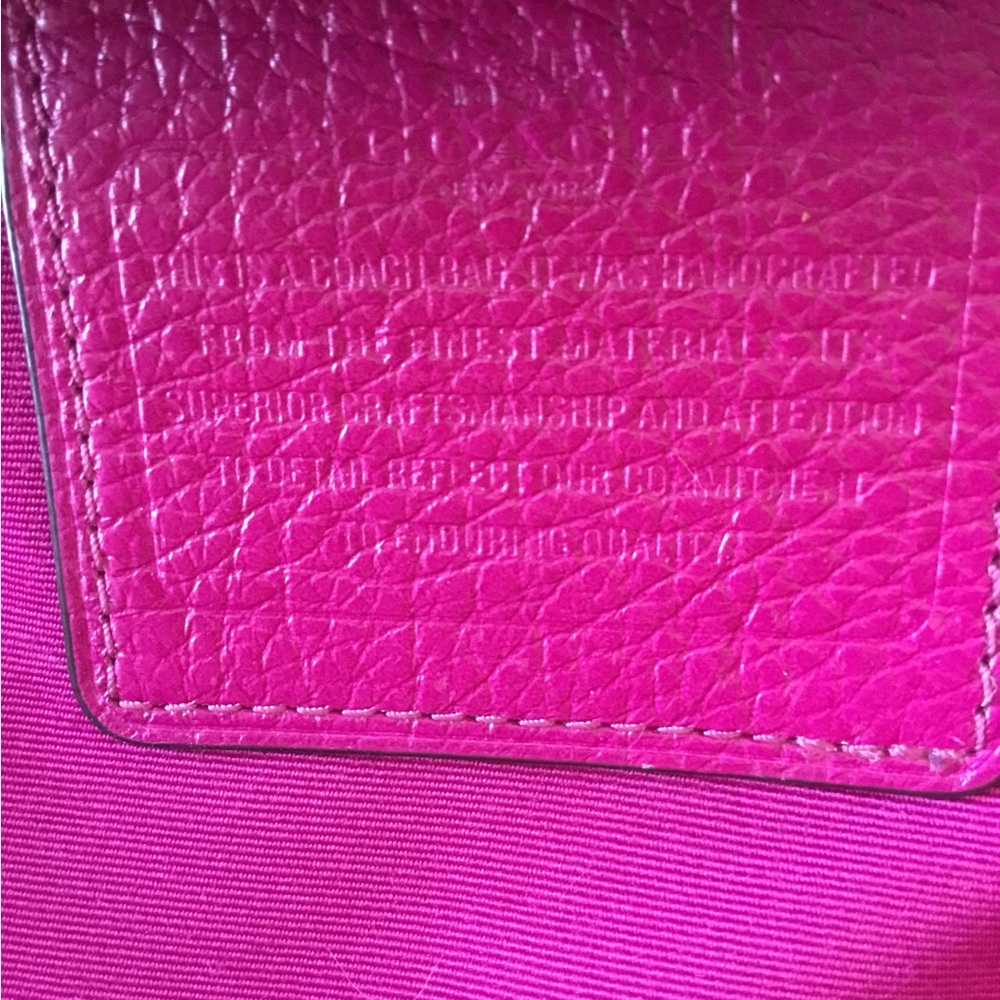 Coach Hot Pink Pebbled Leather Drawstring Shoulder Bucket Bag w/Matching Wallet - Picture 15 of 15